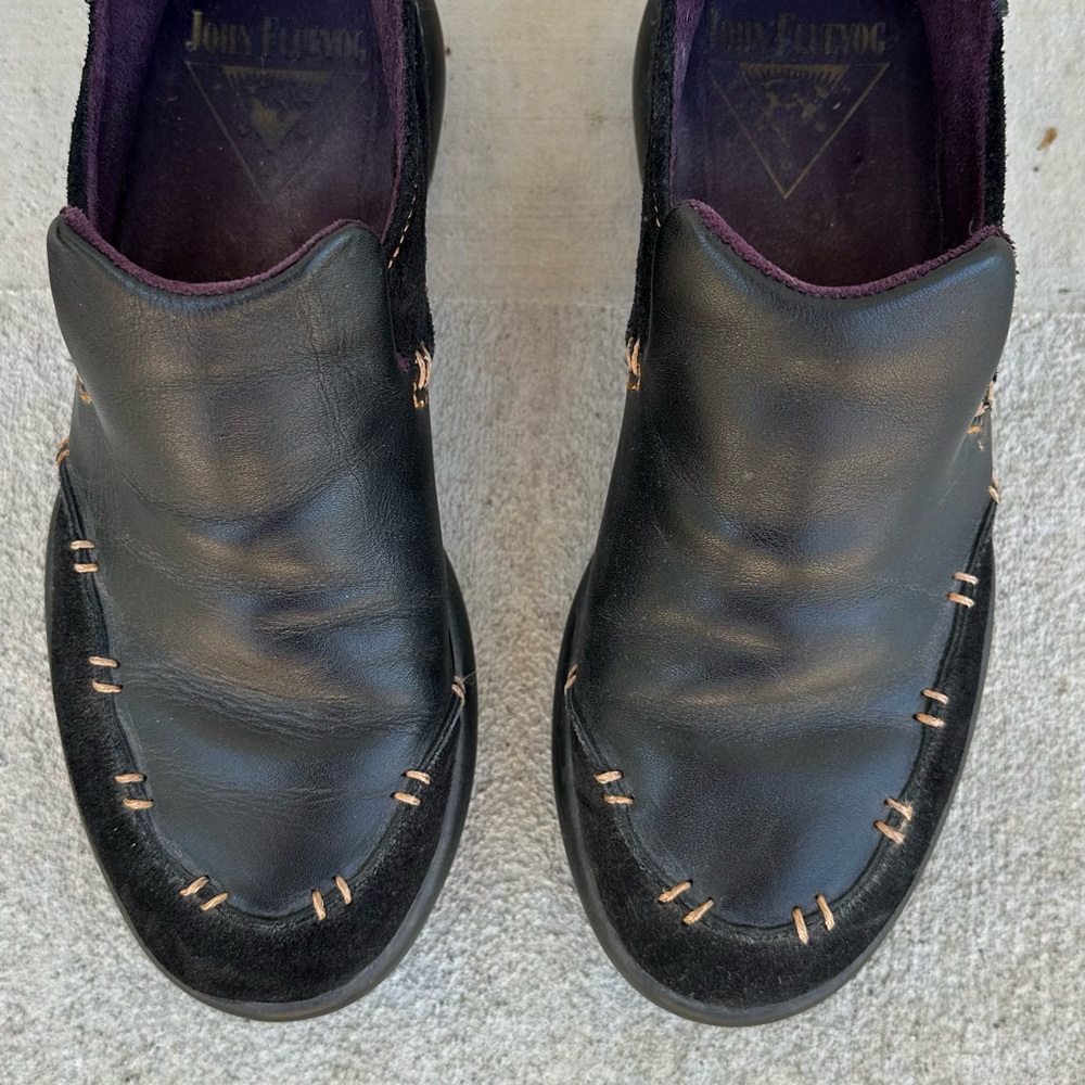 John Fluevog Black Leather and Suede Urban Angels Shoes -6